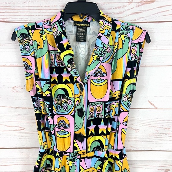 Nooworks Magic Suit One Piece Jumpsuit Colorful Florescent Neon Dreyfus Print - Picture 2 of 11